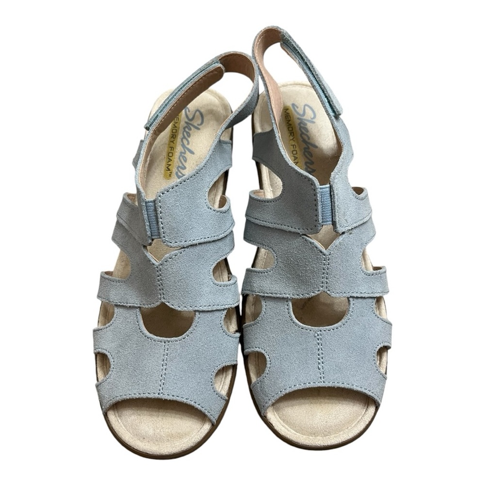 Skechers Memory Foam Sandals LT Blue Sz 7